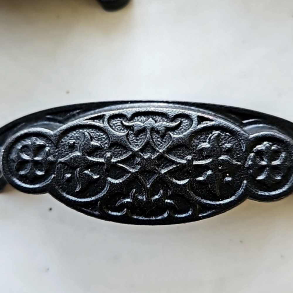 Antique Cast Iron Scroll Design Cabinet Drawer Pulls - Set of 4 - Picture 2 of 6